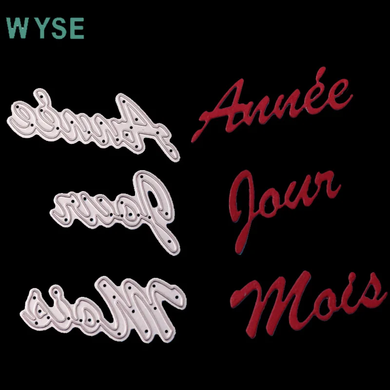 

French Word Dies Day Month Year Metal Cutting Dies Craft Die Stencils for DIY Scrapbooking CARD MAKING Decoration Embossing