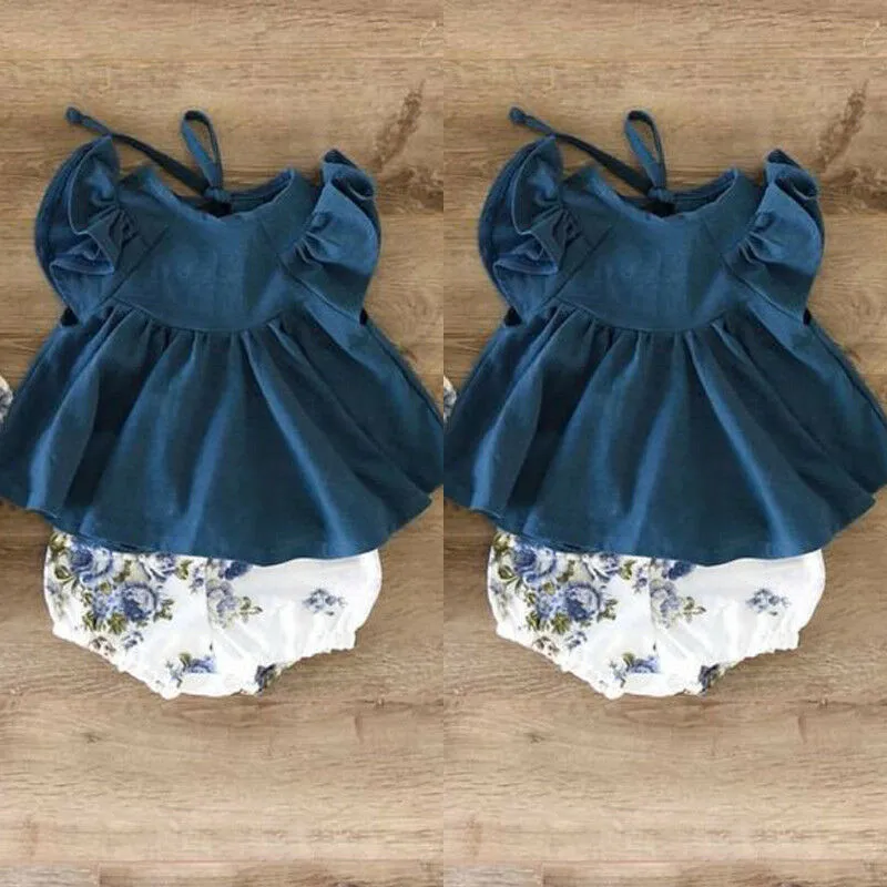 

2019 Hot Cute Newborn Infant Baby Girl Tops Dress Floral Harem Short Pants Summer Clothes