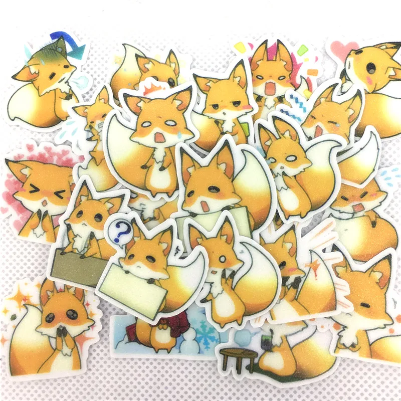 36 Pcs Cute little fox paper Stickers for Car Motorcycle phone Luggage Home Decor Fashion Vinyl Decals DIY Sticker scrapbooking