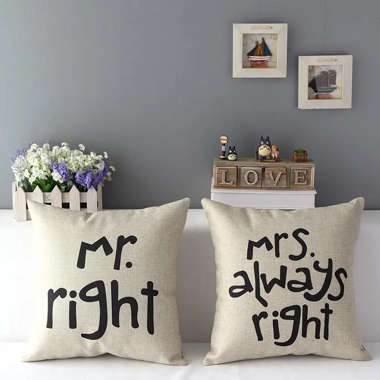 Love Pillow Cover, Creative Wedding Decoration Letter Lover Gift Couple