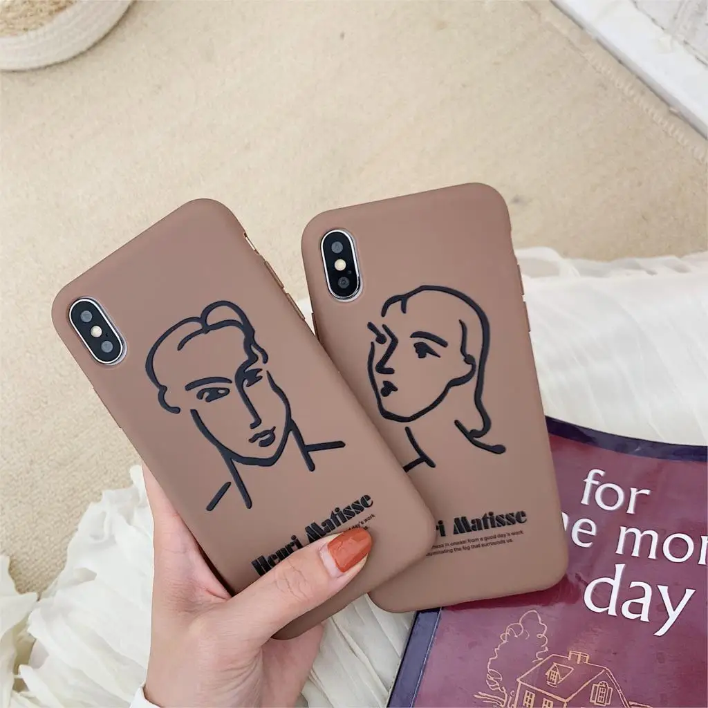 Line art Lovers Phone Чехол для iPhone 6 S 7 8 Plus X XS Max XR henri matisse мягкие чехлы из ТПУ задняя крышка