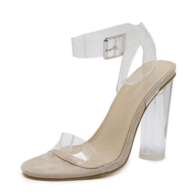 Женские туфли-лодочки; прозрачные женские туфли на высоком каблуке; модная свадебная обувь; вечерние туфли со стразами; пикантные туфли на шпильке; большие размеры 35-43 - Цвет: PL1715-beige