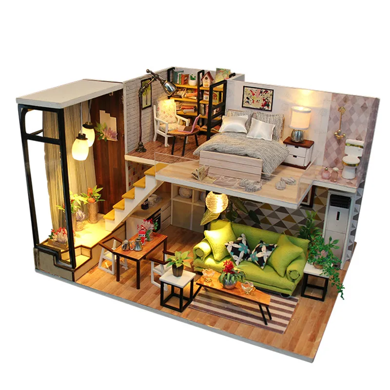 DIY بيت دمية خشبية مع اثاث مصغرة مجموعة دمية اللعب ل خشب أطفال منزل ديكور المنزل الحرف عيد الحب هدية DIY بيت دمية خشبية مع اثاث مصغرة مجموعة دمية اللعب ل خشب أطفال منزل ديكور المنزل الحرف عيد الحب هدية