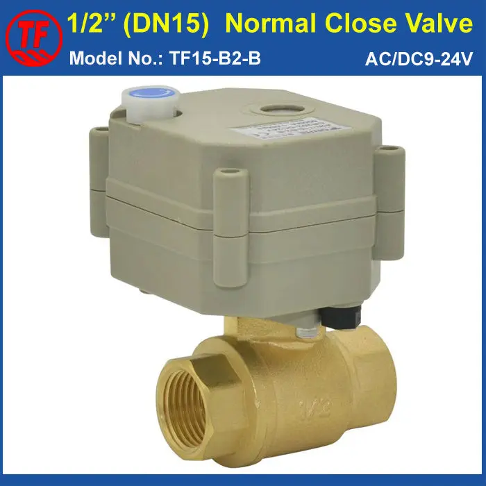 

TF15-B2-B, AC/DC9-24V 2 Wires BSP/NPT 1/2'' (DN15) Spring Return Normal Closed Valve With Manual Override For Water Application
