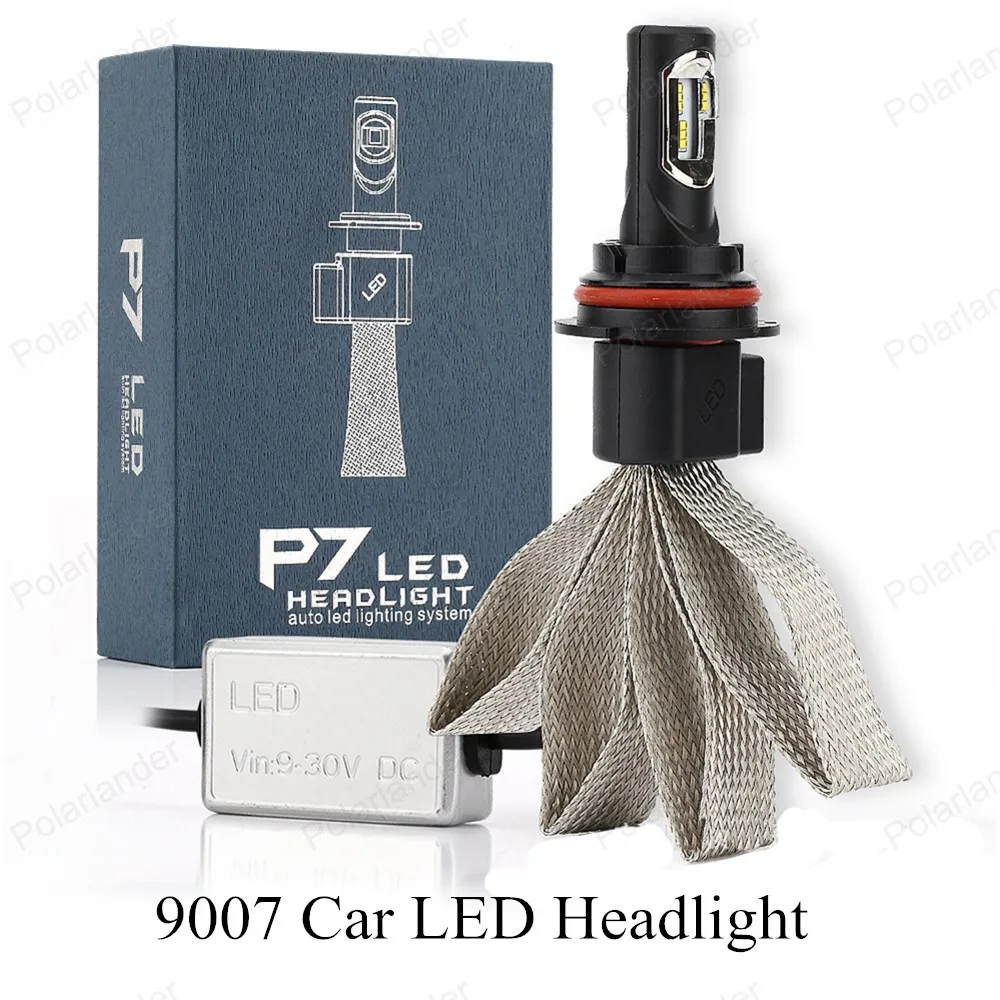 

P7 72W 6000K 4000LM 9007 Car LED Headlight car upgrade conversion bulbs beam kit Light canbus for buick free shipping