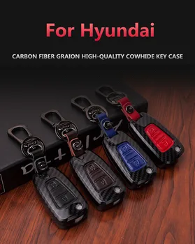 

Carbon fiber Leather Car Key Cover For Kia RIO K2 K5 Sportage Sorento fit Hyundai i20 i30 i35 iX20 iX35 Solaris Verna key Case