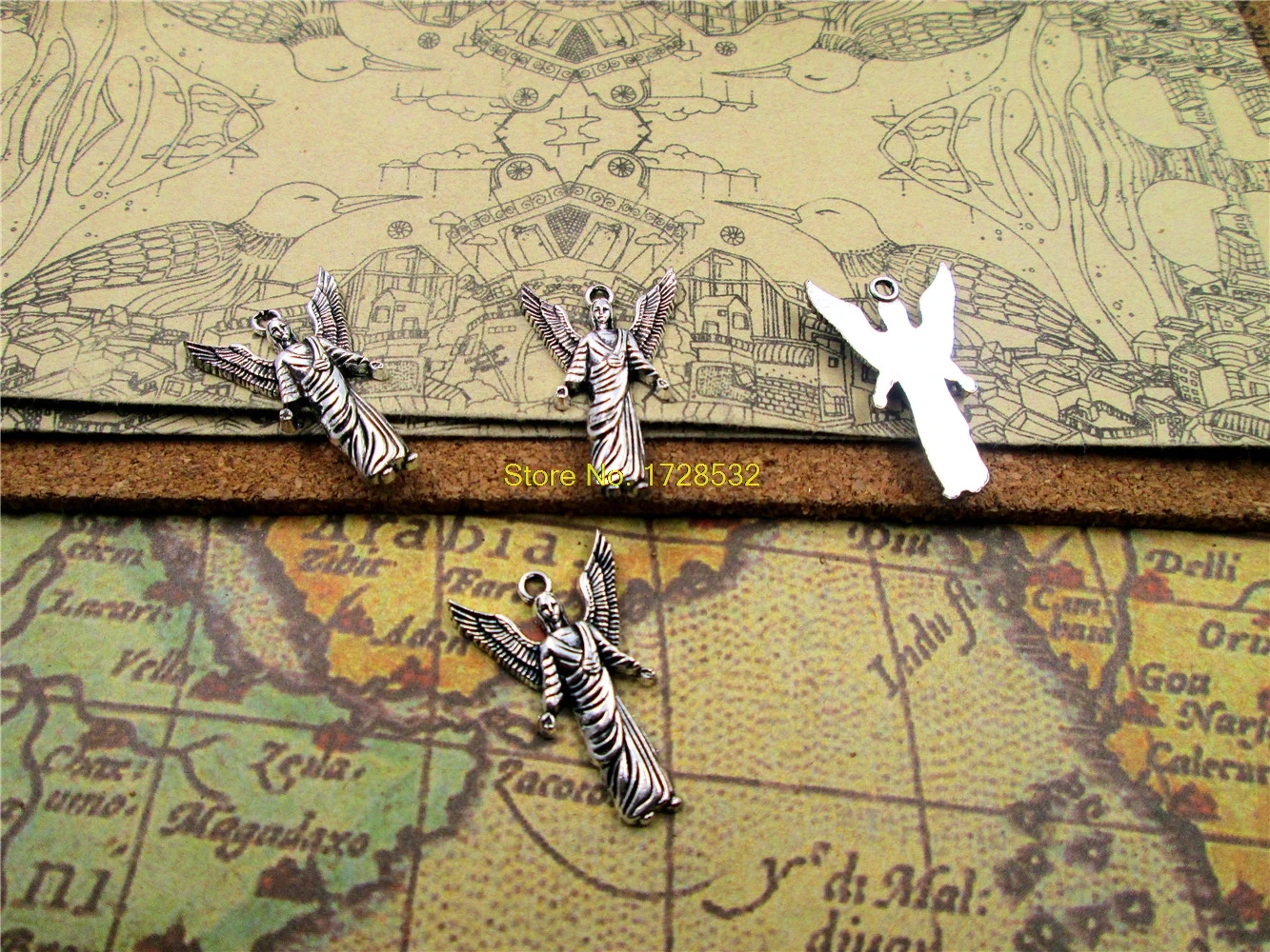 

60pcs-- 22*27mm antique Silver one side wing angel Charms Handmade Charms Pendants Jewelry Findings