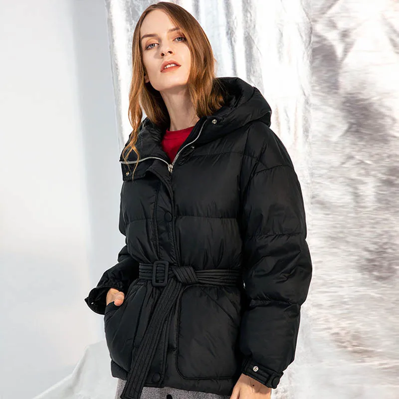 

Winter Jacket Women Hooded 90% Duck Down Coat Thick Warm Waterproof Coat Female Puffer Jackets Solid Glossy Parkas Outwear
