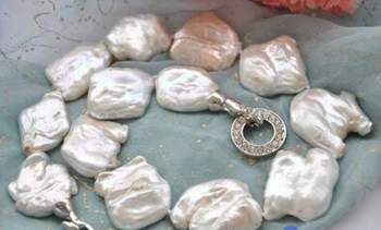 

FREE SHIPPING HUGE 18" WHITE BAROQUE KESHI REBORN PEARL NECKLACE 18inch