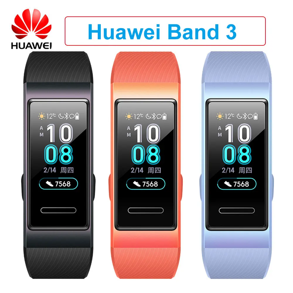 Huawei Band 3 умный Браслет Шагомер фитнес трекер сердечного ритма Водонепроницаемый