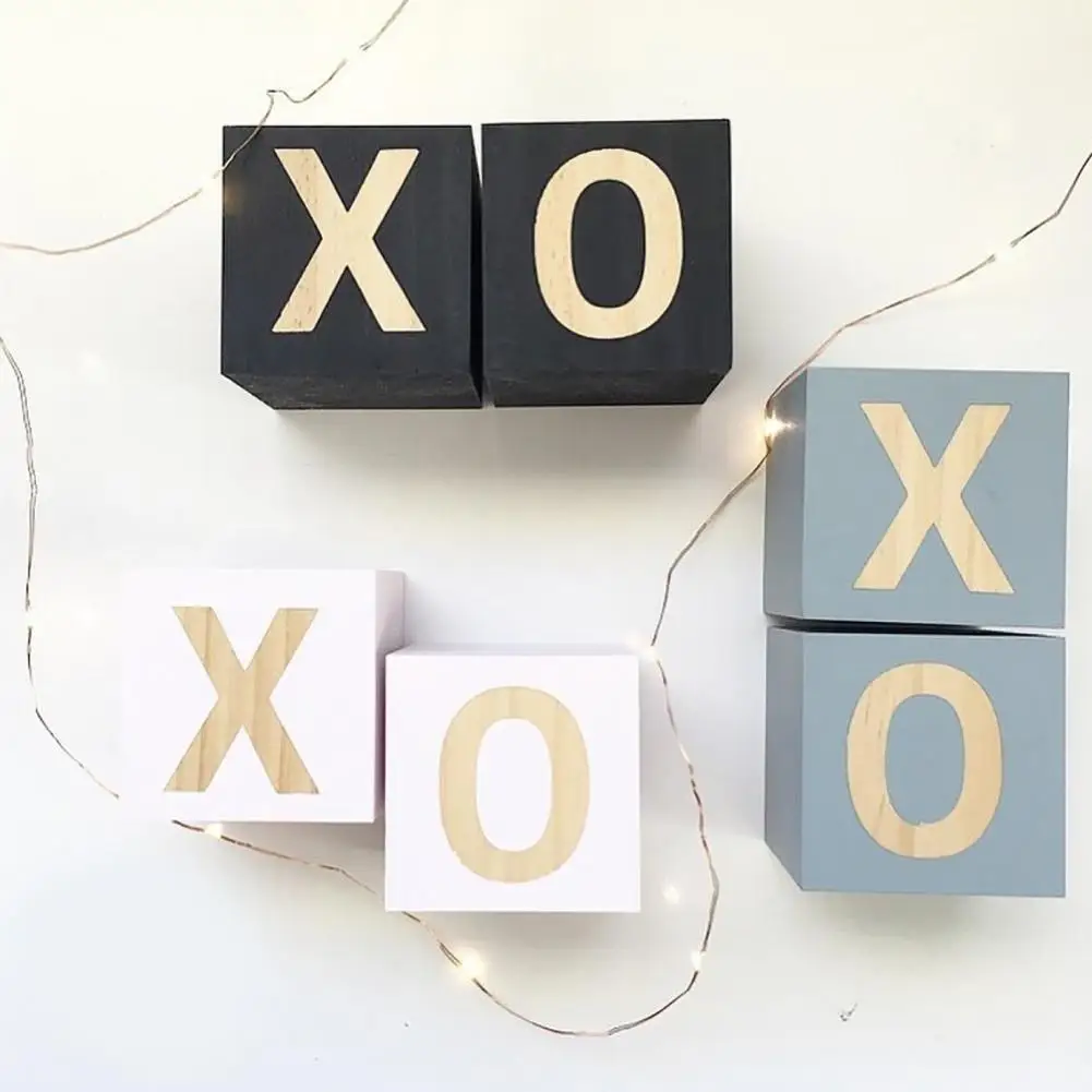 Lovely Letter XO Printed Pine Made Cube Interior Kids Home Table Top
