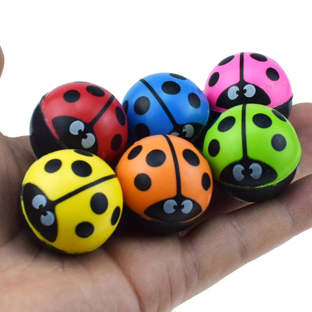 

3pcs/lot kids lovely Colorful Ladybug Ball Elastic Ball 30MM Special for toy ball twisting machine toy ball for children toys
