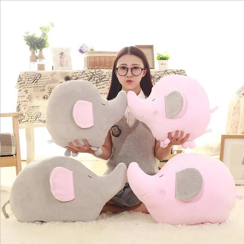 

Gray / Pink Elephant Doll Soft Toy Eiderdown Cotton Elephant Children Stuffed Animal Pillow Cushion
