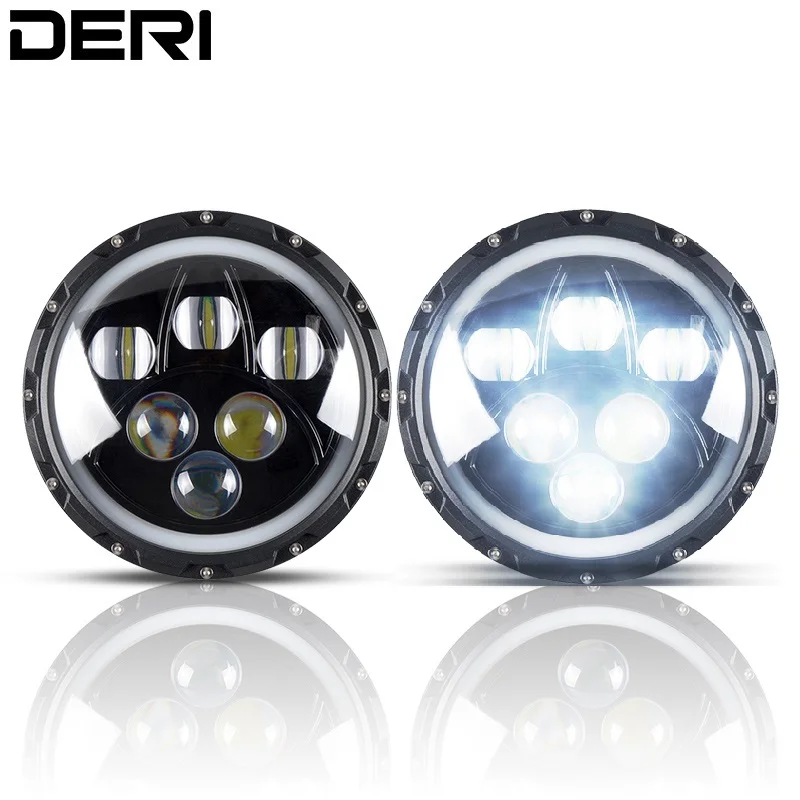 

7 Inch 80W Round With 6 LEDs Chips Headlight Lens Kit H4 H13 High Low Beam White Light For Jeep Wrangler JK 2009-2015 Headlamp