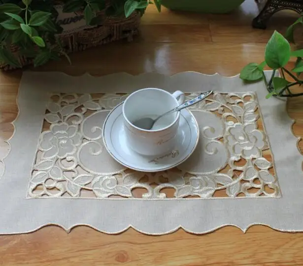 Модная Кружевная салфетка для кофейного стола с вышивкой, коврик, ткань, чашка для чая, рождественские подставки для стакана, кружка для напитков, коврик для кухни