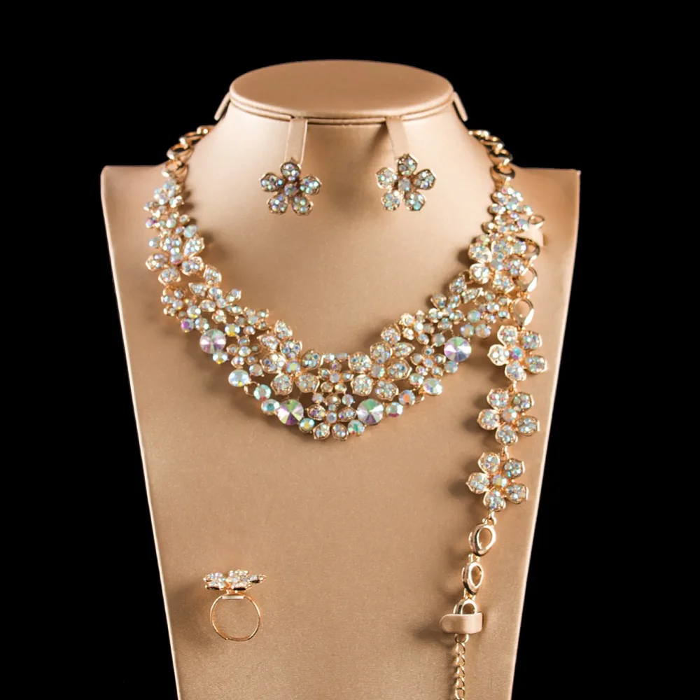 Женские свадебные серьги кольца с австрийским кристаллом|crystal earrings necklace|wedding