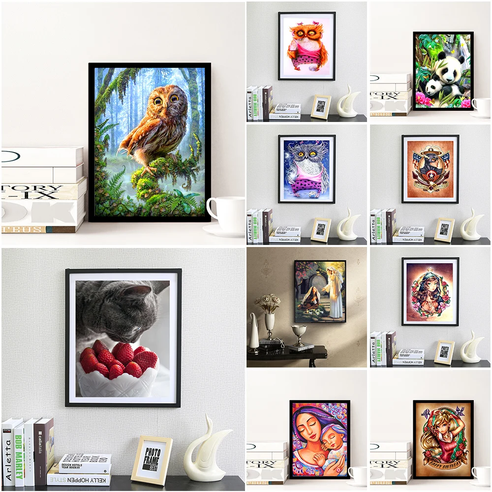 

5D DIY Diamond Painting Cross Stitch Kit Diamond Embroidery Diamonds Mosaic Wall Sticker Animal Portrait Picture Home Decor Gift