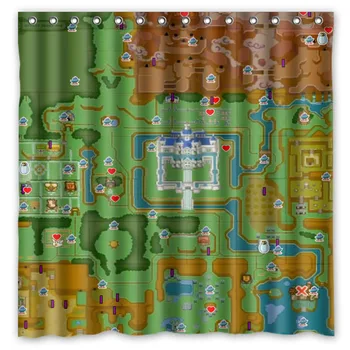 

New Custom Design!The Legend of Zelda Map Printed Waterproof Polyester Shower Curtain/Bath Curtain(Size:180X180CM)