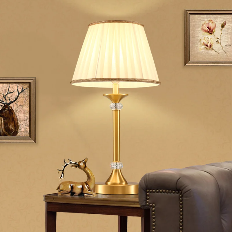 

European art full copper Table Lamps American retro copper decorative wedding bedroom bedside desk lamp LO7135 -YM