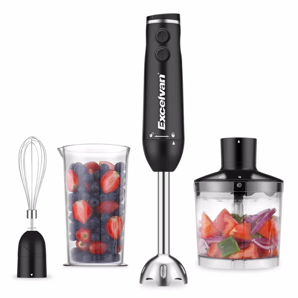 Excelvan Powerful 3 in 1 500W Hand Blender Chopper Beaker Whisk Two