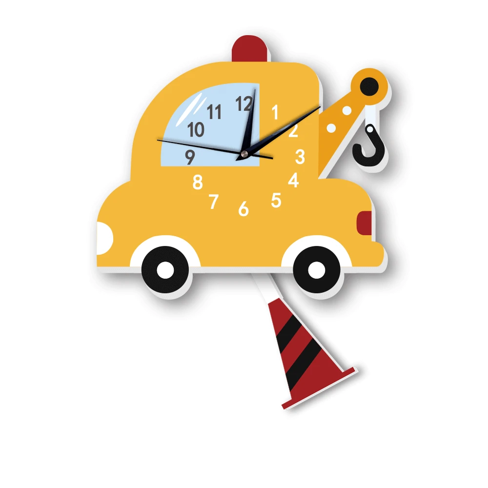 

2018 New Cartoon Car Wall Clock For Kids Children Room Bedroom Pendulum Silent Movement Wall Wall Clock 3D DIY Watch Boys Gift