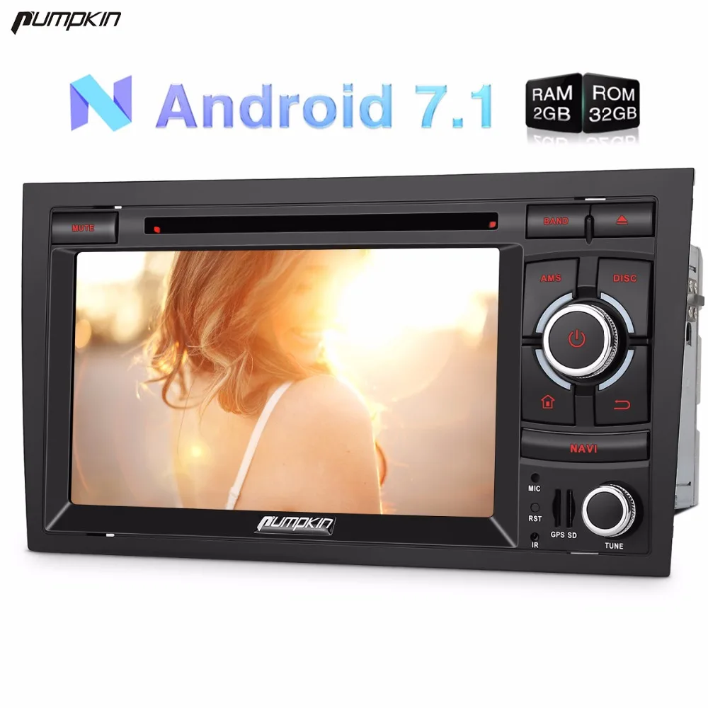 Discount Pumpkin 2 Din 7" Android 7.1 Car Multimedia DVD Player GPS Navigation Quad core 2G RAM 32G ROM Car Stereo For Audi A4 2003-2008 0