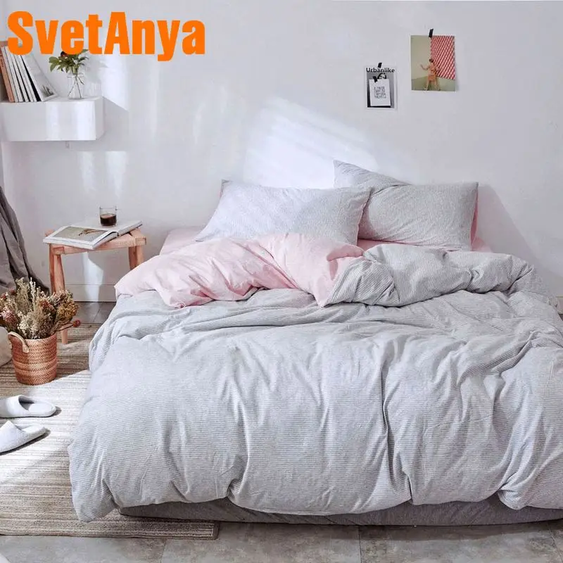 

Svetanya knitted Cotton Bedding Set Flat Fitted Sheet Sets single double queen king size