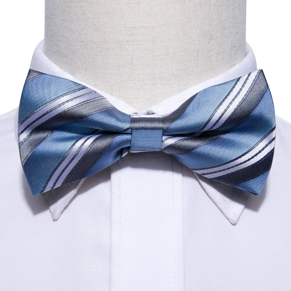 Синий мужской галстук-бабочка для бизнеса Barry. Wang шелковый платок-бабочка набор Прямая поставка галстуки-бабочки для мужчин свадебные LH-808