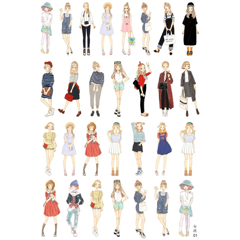 

1PCS Fashion Girls Stickers Toys PVC Diary Scrapbook Decoration DIY Sticker For Kids TZ37