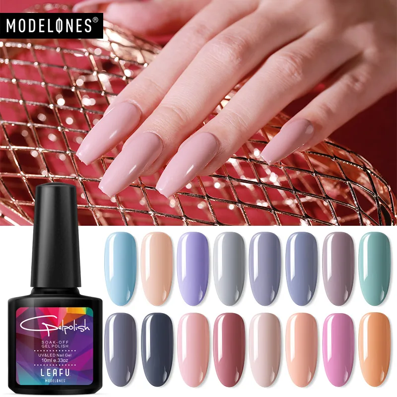 

Modelones Grey Color Series Led Gel Nail Polish Nail Art Nude Color UV Nail Lacquer Enamel Semi Permanent Pink Gel Lacquer Nail