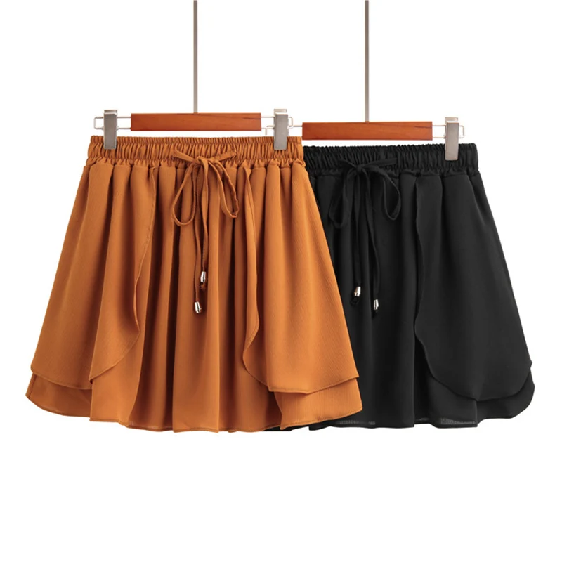 Summer 2018 Women Shorts Skirts Plus Size S - 5XL Women's Mini Chiffon Shorts High Elastic Waist Slim A Line Short feminino