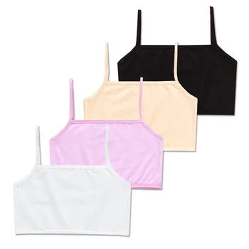 

4pcs/lot bras teens girls Underwear Kids Cotton Solid Color summer Children's harness Teenage 6-12Y pinkycolor Hipster Sport