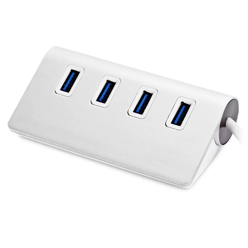 Silver High Quality USB 3.0 Multiple 4 Ports Hub AC Power Adapter with High Data Transfer Rate