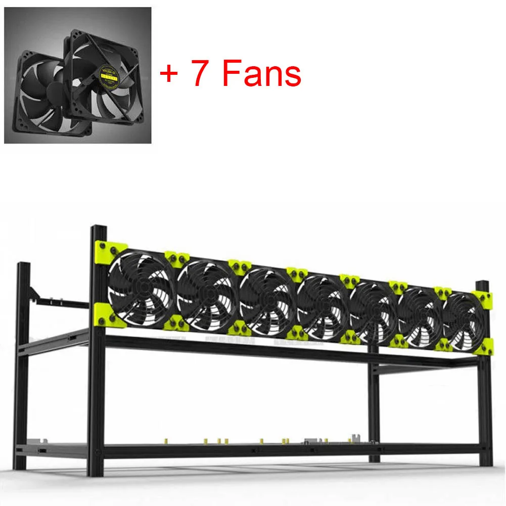 New 8 GPU Mining Rig Aluminum Stackable Case Frame Open Frame Mining Case for ETH/ZEC/Bitcoin With/No Fan QJY99