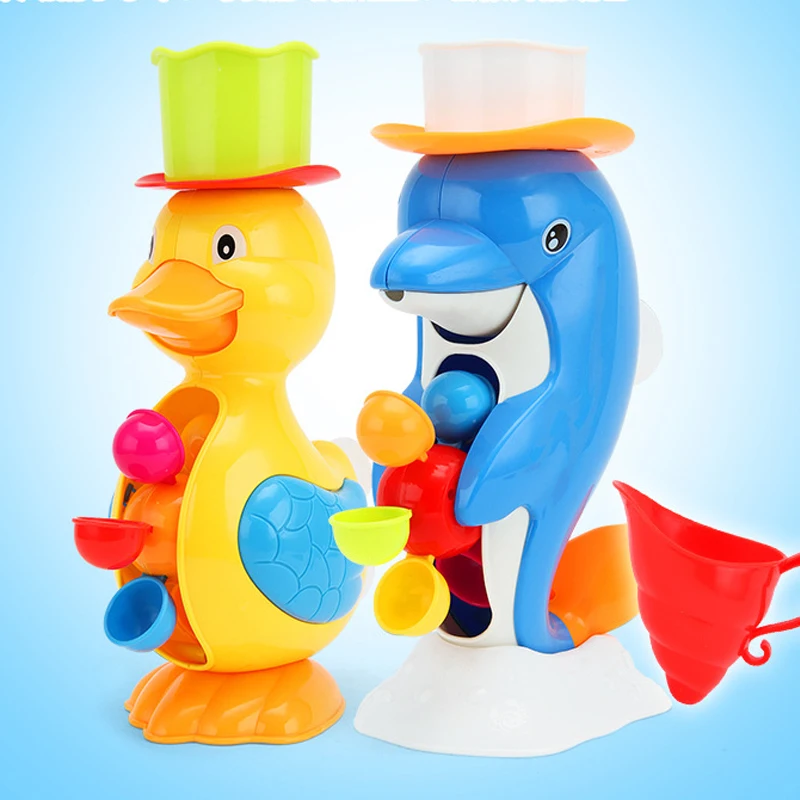 Baby Bath Toys Plastic Cartoon Animal Waterwheel Babbling Tool for ...