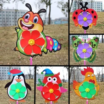 

3pcs/lot Cartoon Animal Colorful Sequins Windmill Wind Spinner Home Garden Yard Decor