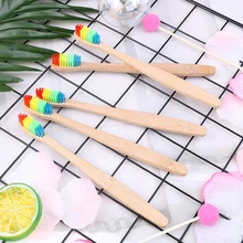 Горячая 1 шт/5 шт Мягкая Щетинная головка зубная щетка для окружающей среды деревянная Радужная бамбуковая зубная щетка для ухода за полостью рта