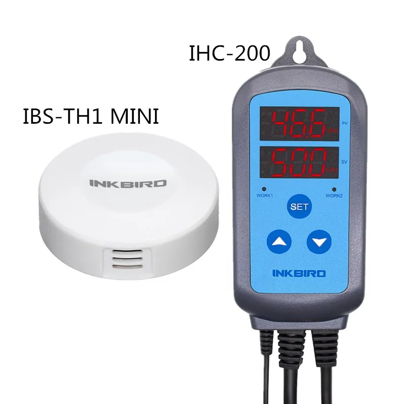 

Inkbird Hot Combo IHC-200 Temperature Humidity Controller Thermostat + IBS-TH1 MINI Bluetooth Wireless Smart Sensor Data Logger