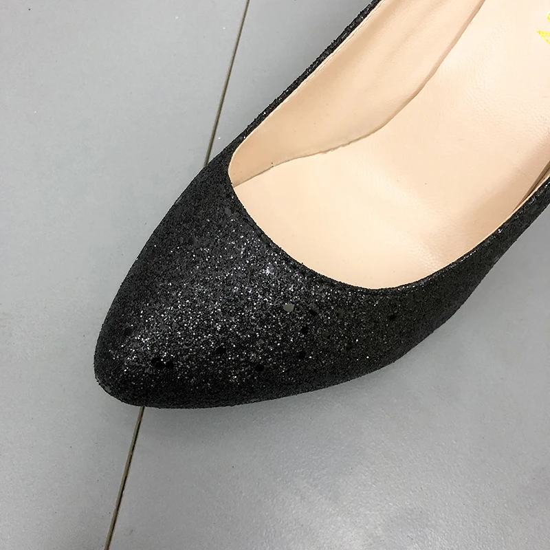 Милые женские туфли-лодочки; пикантные блестящие туфли на высоком каблуке; Цвет черный, серебристый; женские роскошные дизайнерские свадебные туфли на шпильке; большие размеры 44
