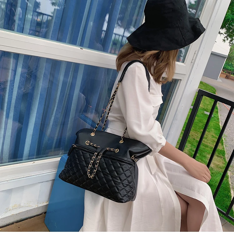 Elegant Female Large Tote Bag New Quality PU Leather Women's Designer Handbag High capacity Chain Shoulder Messenger Bag