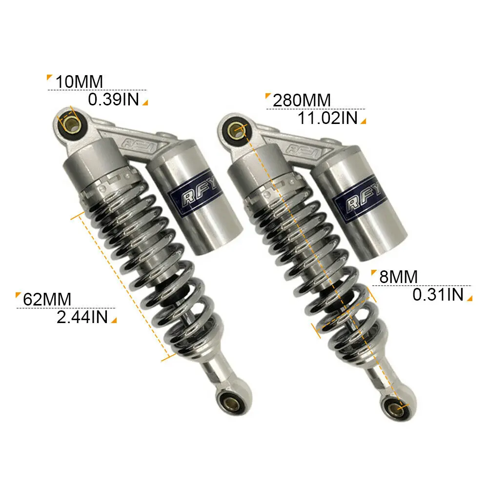 Универсальный 280 мм 11 ''диаметр глаза 10 мм Мотоцикл Байк Скутер ATV задние воздушные амортизаторы подвески для Yamaha Honda