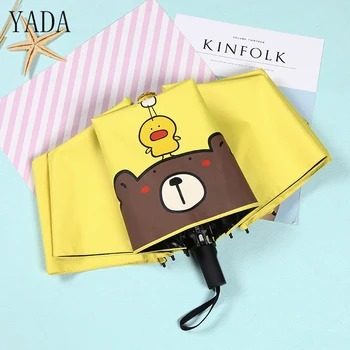 

YADA Cartoon Bear Chicken Duck Folding Umbrella Rain uv High Quality Umbrella For Women Children Kids Windproof Umbrellas YS430