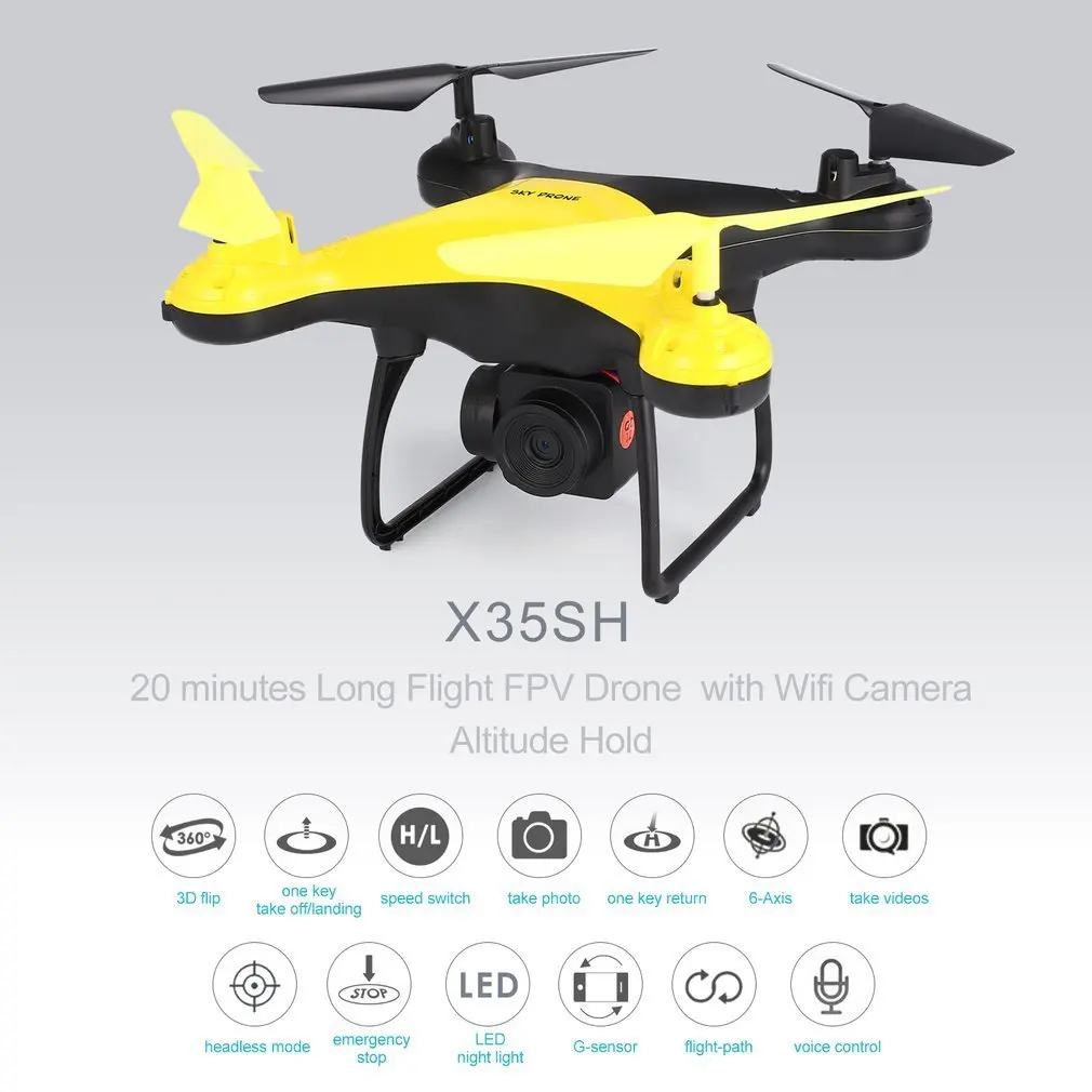 

X35SH 2.4G Selfie RC Drone Quadcopter with No Camera/ Wifi FPV /720P HD Camera 20mins Long Flight Altitude Hold Headless 3D Flip