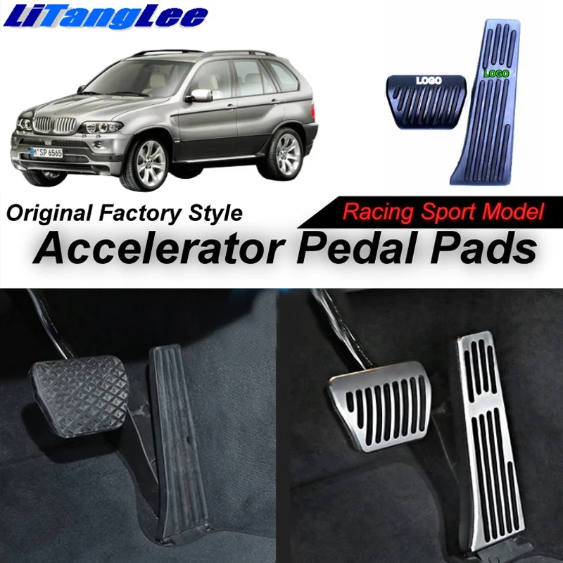 

LitangLee Car Accelerator Pedal Pad Cover Sport Racing Design For BMW X5 E53 1999~2006 AT Foot Throttle Pedal Cover