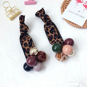 

Women Leopard Print Pearls Hair Band Rope Scrunchie Ponytail Holder Gum For Hair Accessories Hairstyle Girl Pearl Headbands