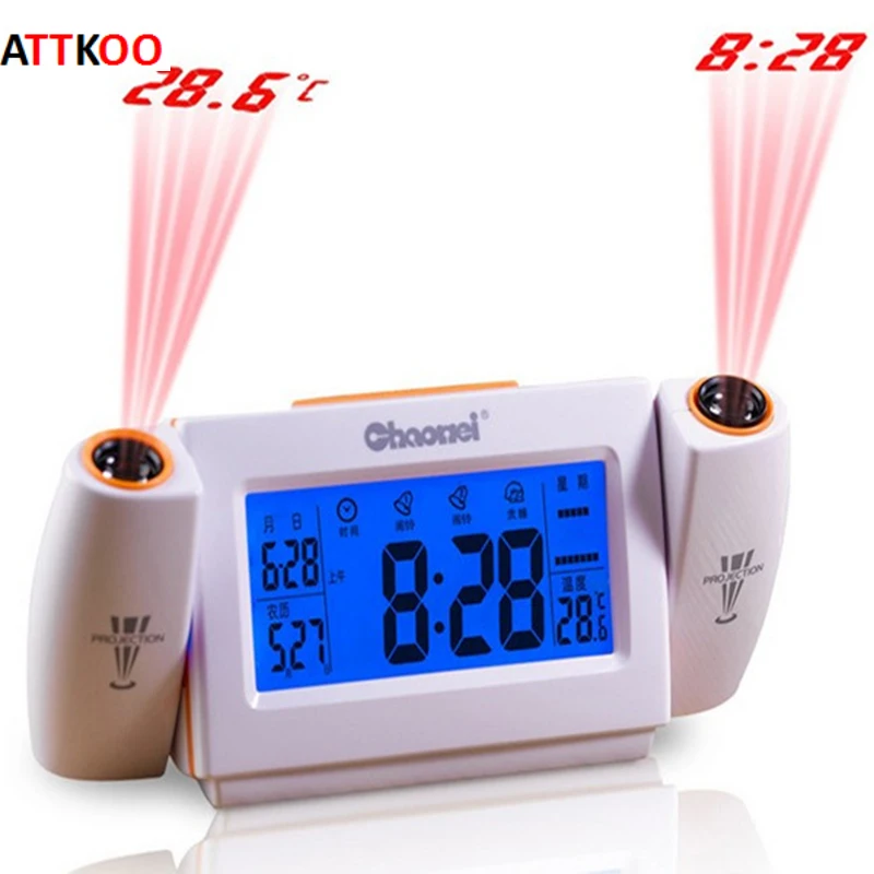 

Digital LCD Screen LED Dual Projection Led Alarm Clock Desk Alarm Clock