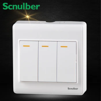 

white 3 gang 1 way surface mounted electric wall switch for home