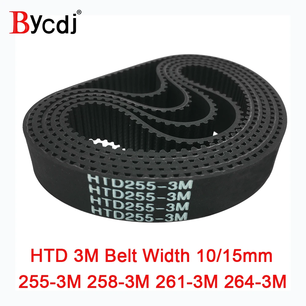 cheap Arc HTD 3M Timing belt length=255 258 261 264 width 10 15mm Teeth85 86 87 88 HTD3M synchronous pulle255 3M 258 3M 261 3M 264 3M