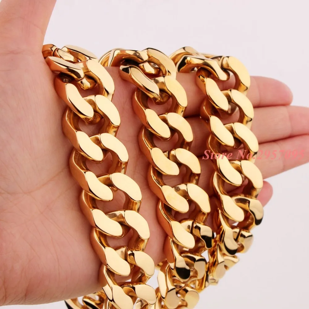 Huge 20mm Curb Chains For Men Jewelry High Quality Gold Stainless Steel