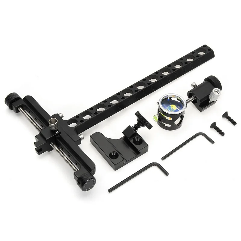 

Black Archery Compound Bow Calibrator Aluminum Sights Professional Arrow Bowsight Target Hunting Shoot Accessories with 4X Lens